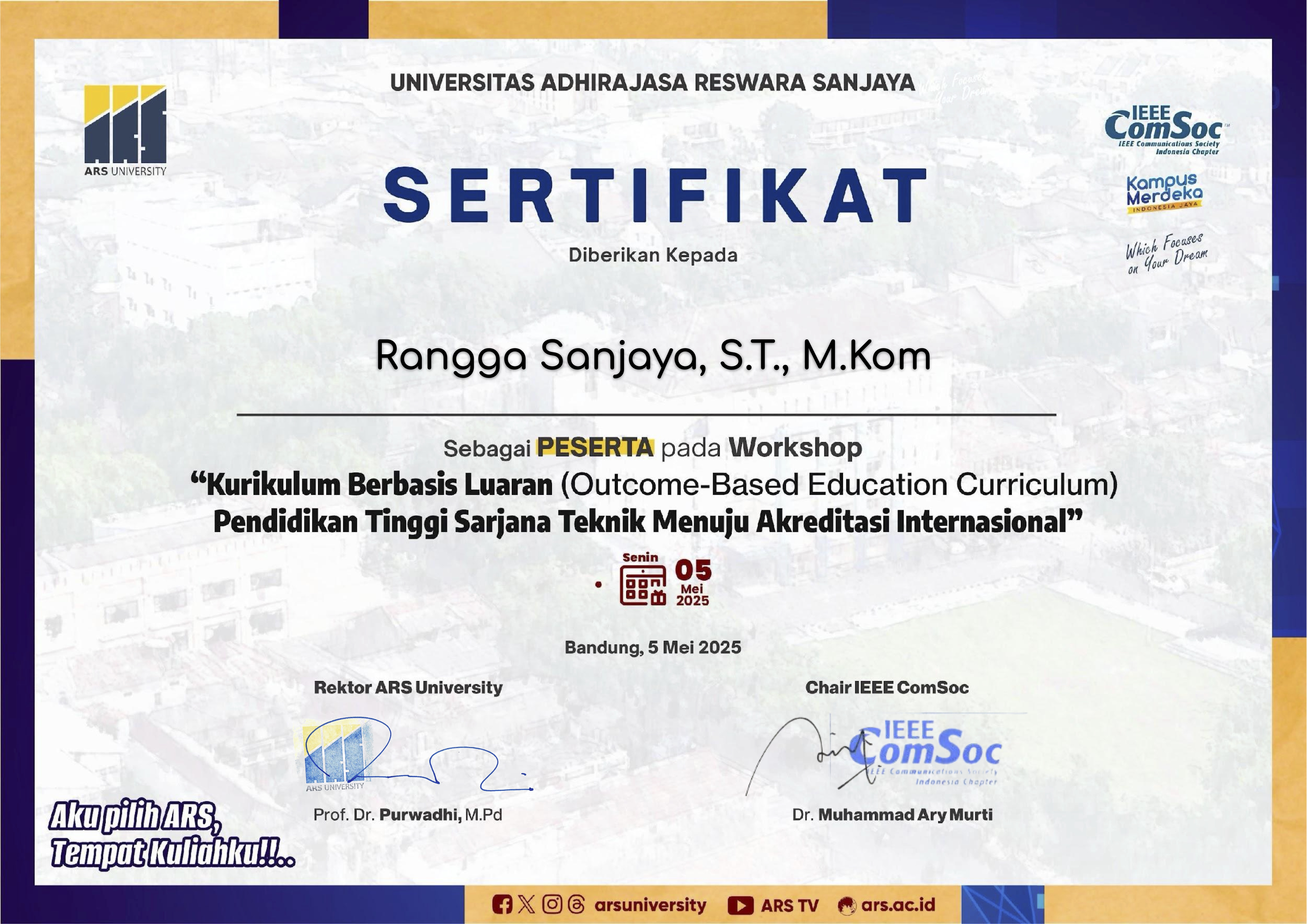 Workshop Kurikulum Berbasis Luaran (Outcome-Based Education Curriculum) Pendidikan Tinggi Sarjana Teknik Menuju Akreditasi Internasional
